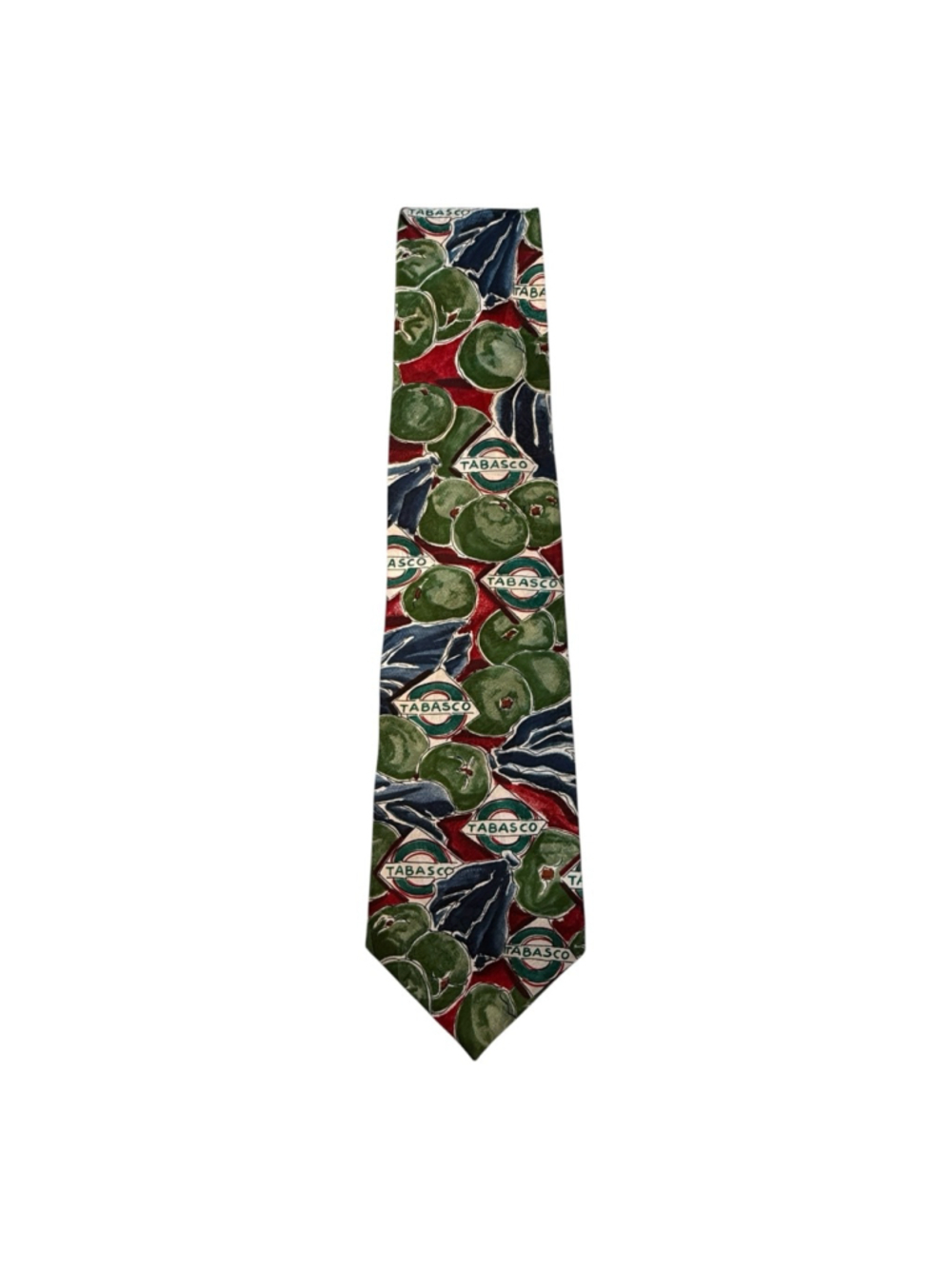 Tabasco Hot Pepper Sauce Novelty Necktie Green Pepper Print Silk Tie - Picture 4 of 5